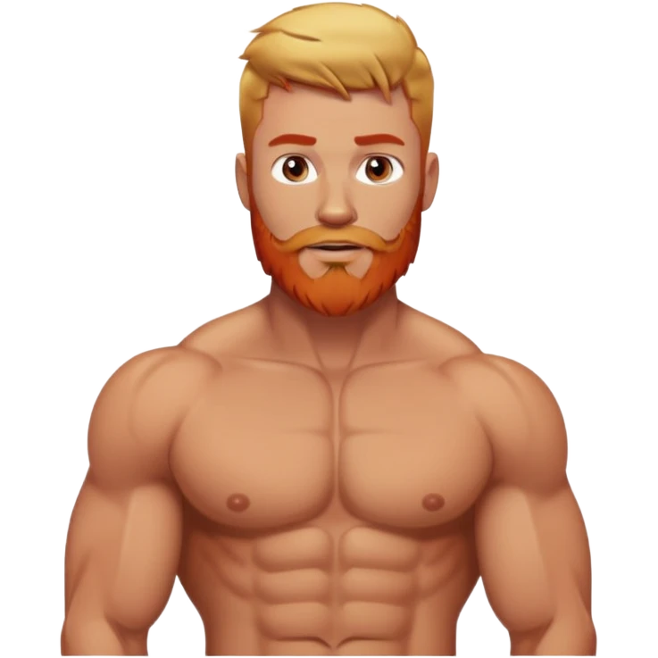 Muscular man with short blonde hair and red beard posing without a shirt emoji