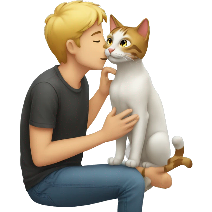 a guy kissing a cat emoji