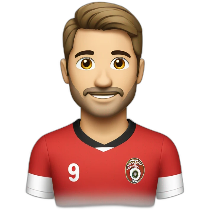 celebracion futbolista rubio aleman camiseta roja emoji