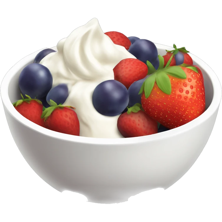 fruit yogurt bowl with strawberries and grapes emoji