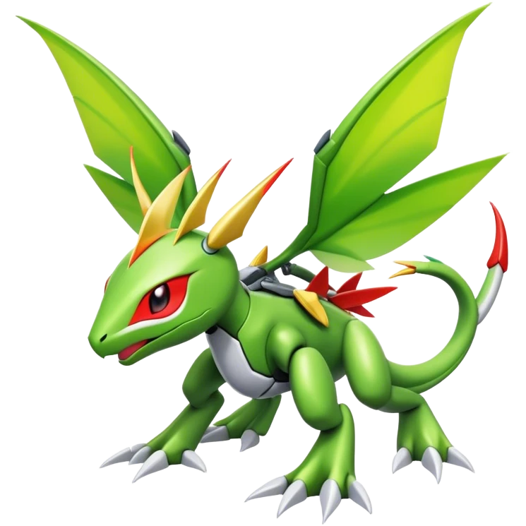 Cute Cool Edgy Shiny Futuristic Ethereal Legendary Kartana-Digimon-Scyther-Flygon-hybrid full body emoji