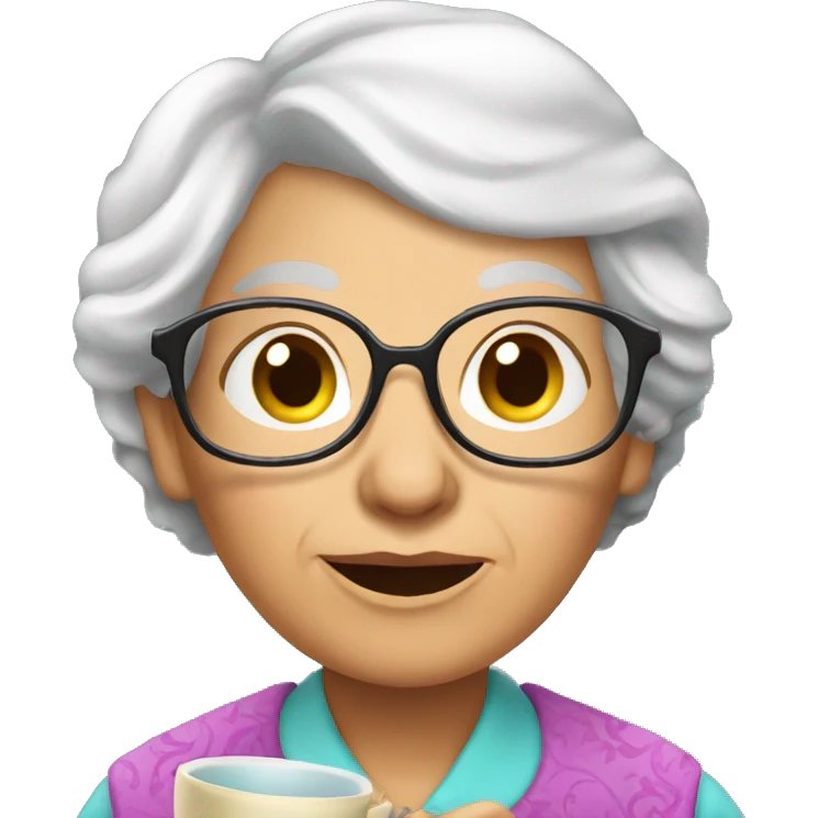Grandma holding a cup of tea emoji