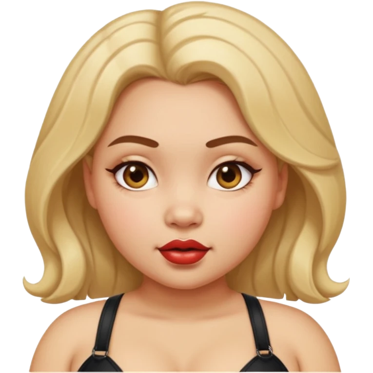 a girl face with kinky, horny, seductive expressions. the face will be round and chubby emoji