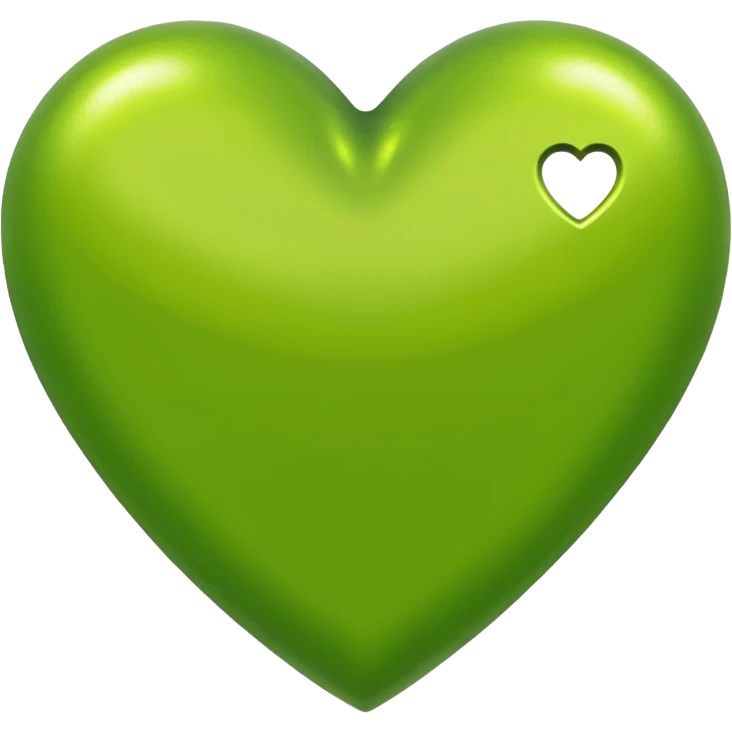 lime green heart with a metallic finish emoji