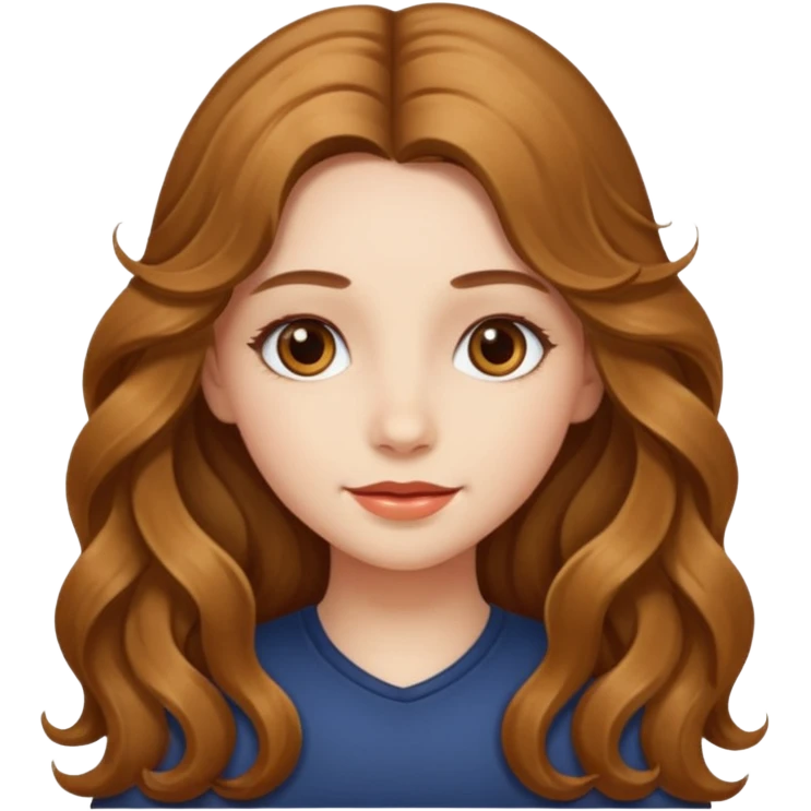 a girl with hazel long wavy silky hair.  emoji