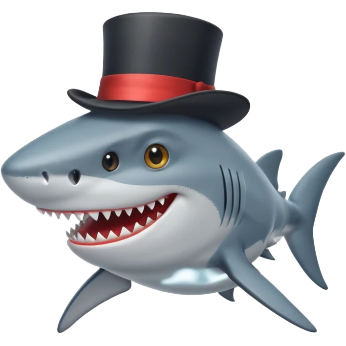 Shark with a top hat emoji