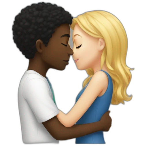Black Boy smooching a white girl emoji