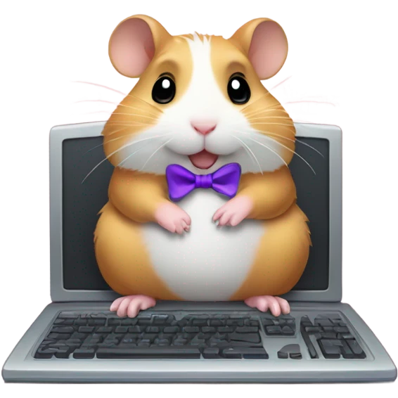 Hamster with bow typing on computer  emoji