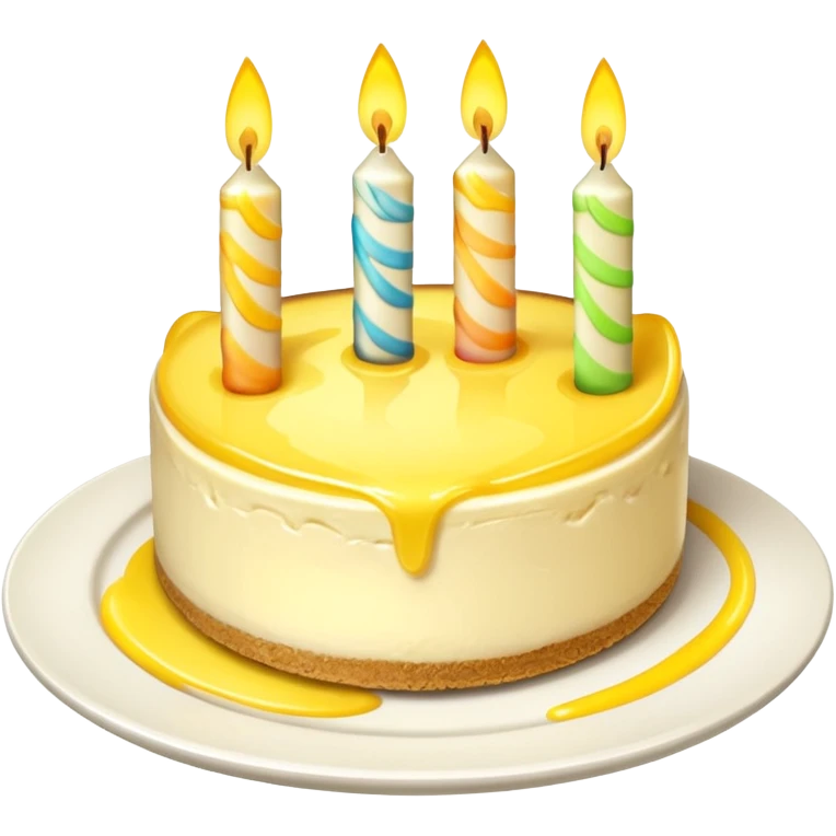 triangle lemon cheesecake on plate and birthday candles emoji