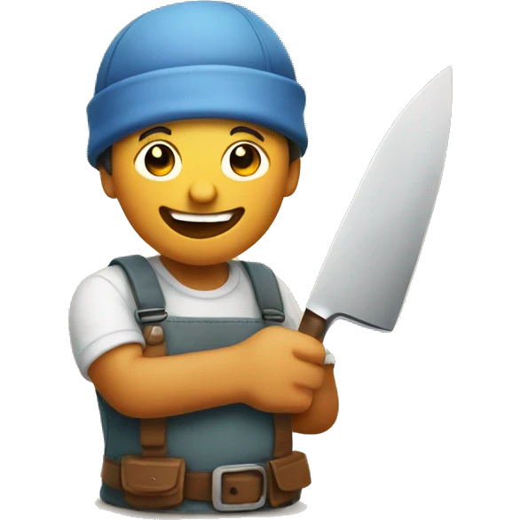 Happy crafter with a knife emoji
