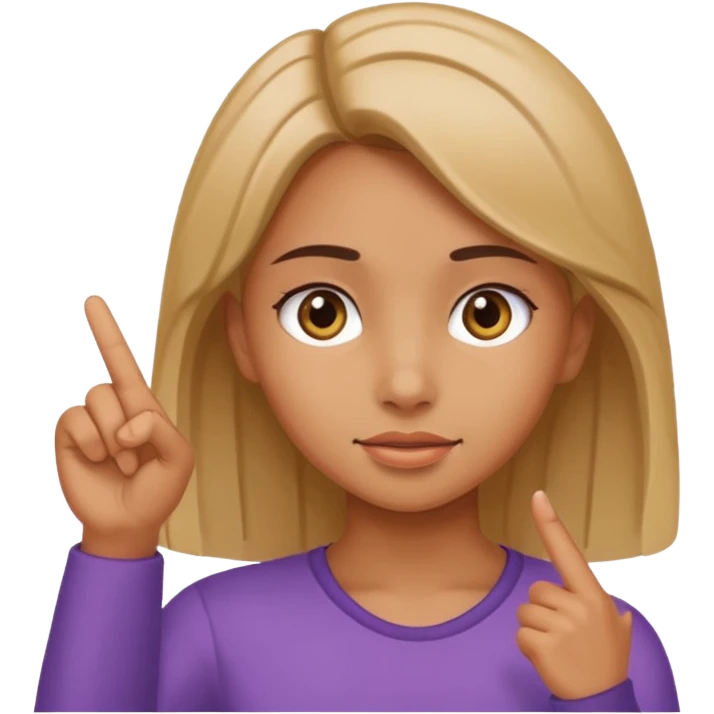 A girl pointing a her head emoji