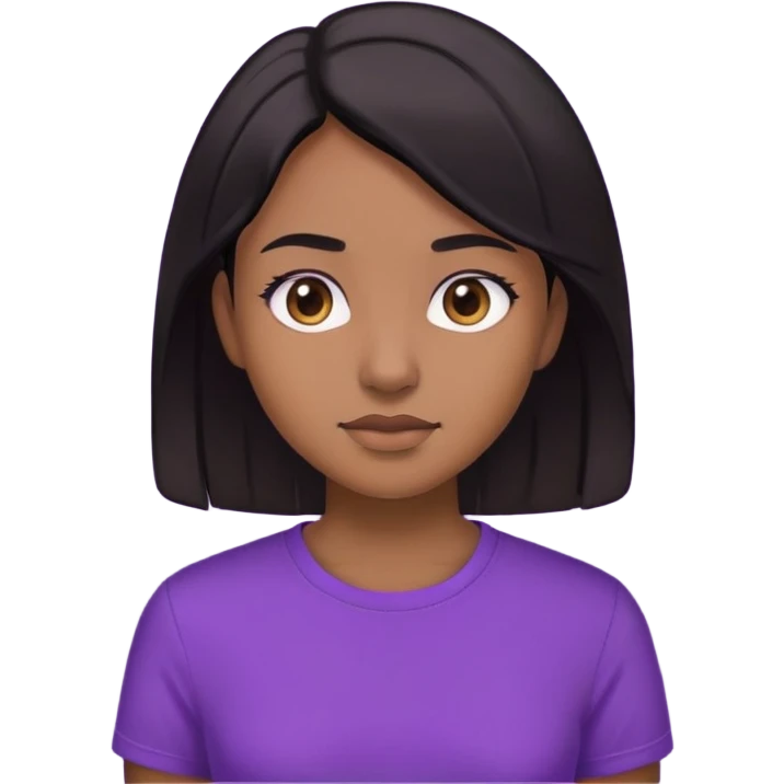 Girl with purple shirt and brown skin with black hair  emoji