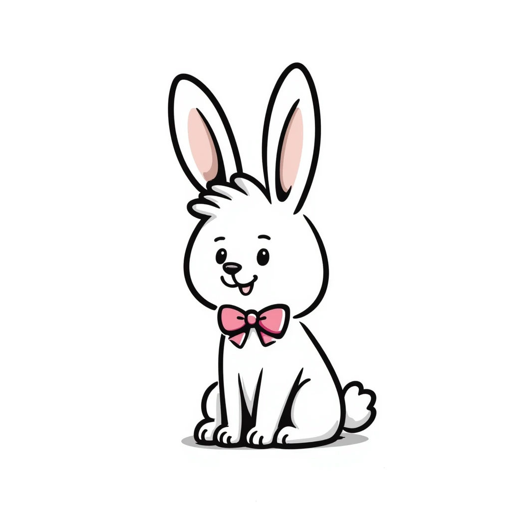 cutesy white bunny rabbit with a pink bow emoji