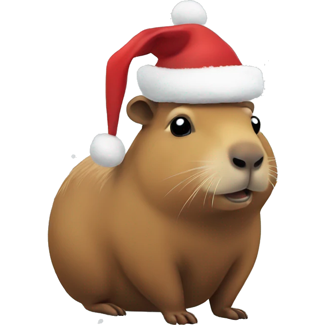 Capybara with Christmas hat in snow emoji