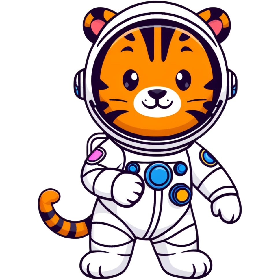 cute tiger cosmonaut emoji
