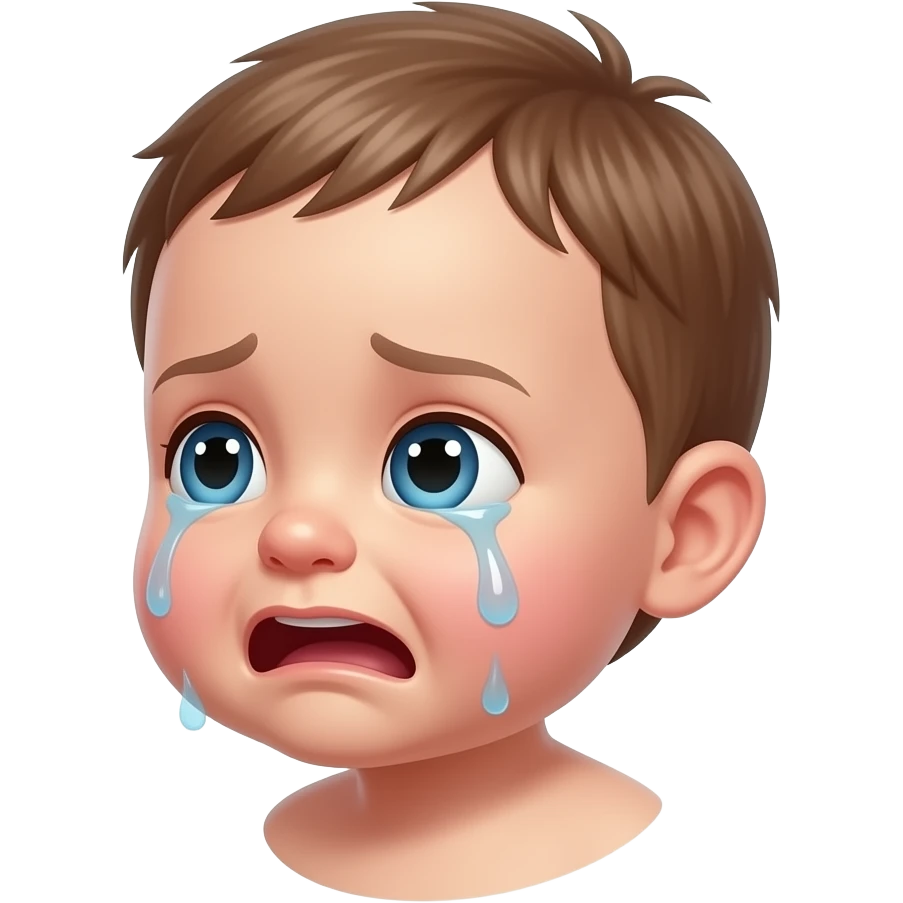 baby girl is crying,view angle 3/4 emoji