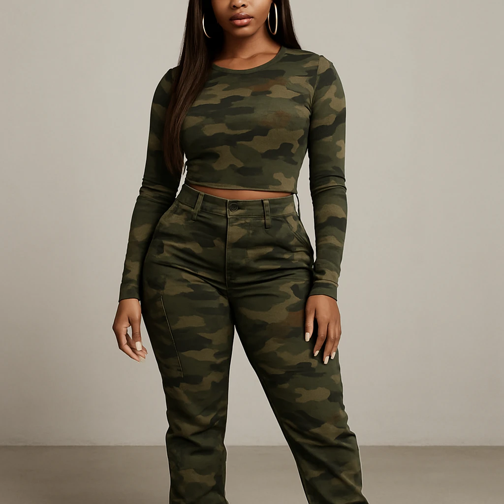 realistic full body camo baddie redbone, face included  emoji