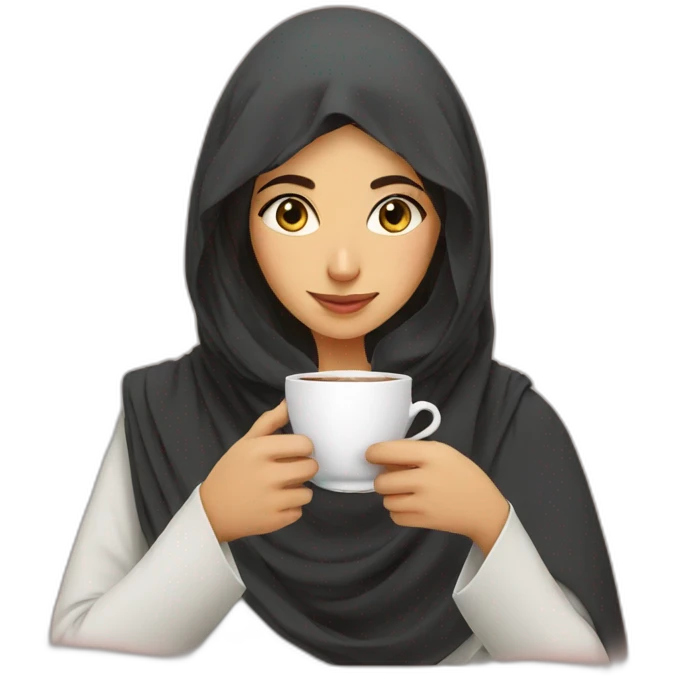 Saudi girl drinking tea emoji