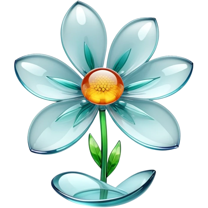 realistic glass 3d flower emoji