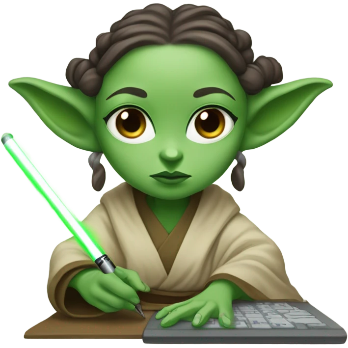 female master Yoda draws on a graphics tablet emoji