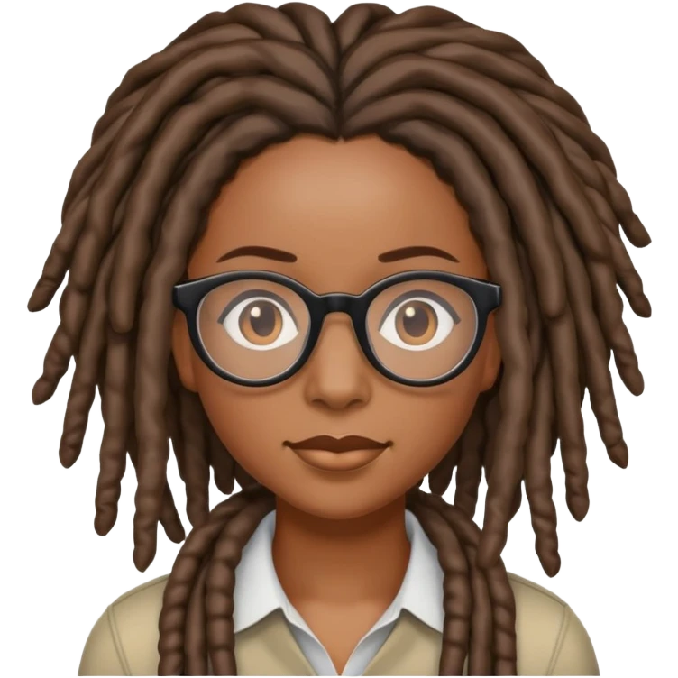 Black women with locs and glasses emoji