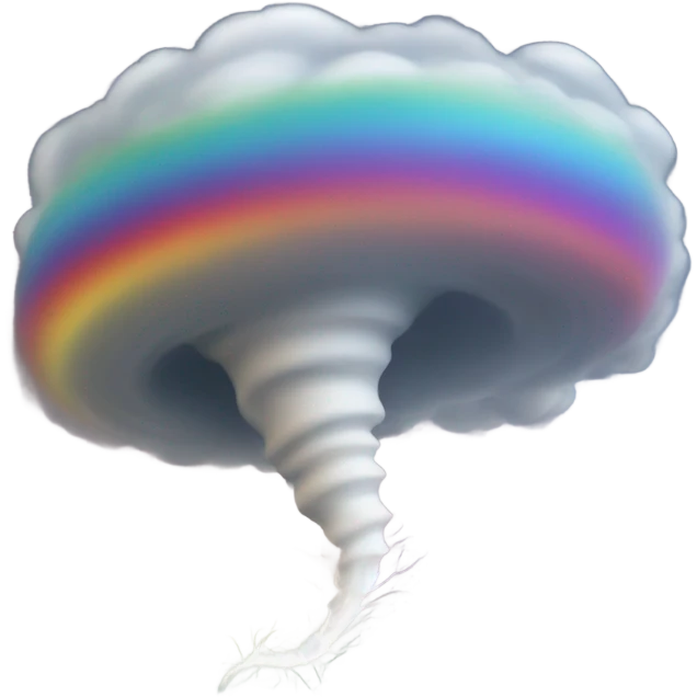 Tornado abstract with little rainbows flying over emoji