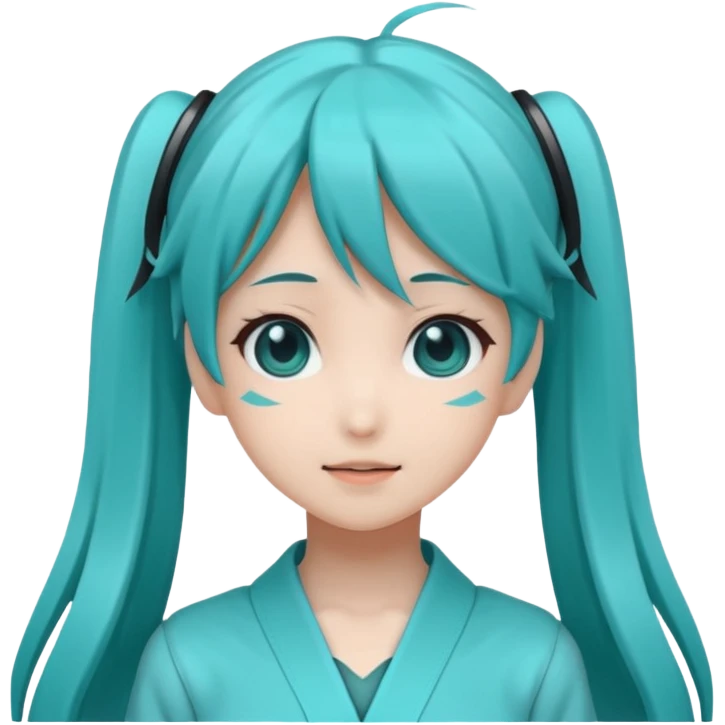 Hatsune Miku as a emoticon and is cute like an anime girl emoji
