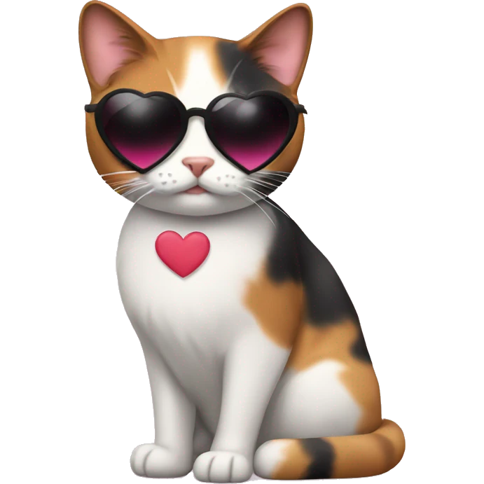 Calico cat with heart shaped sunglasses emoji