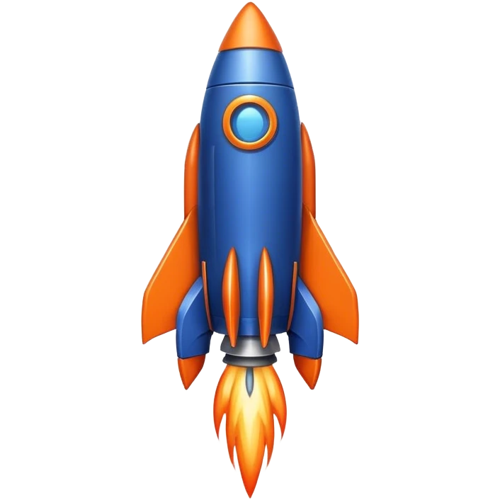 foguete laranja e azul escuro emoji