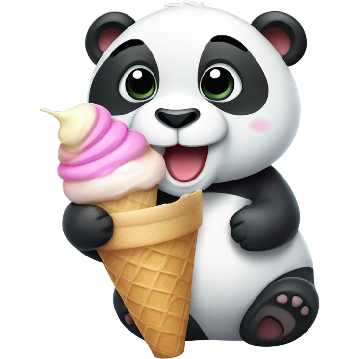 Panda eating ice cream emoji