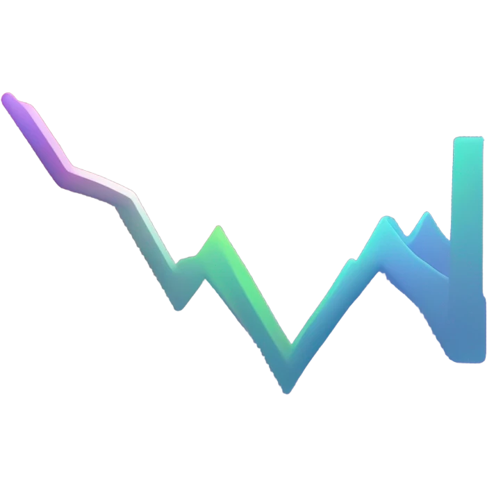 vaporware color themed line chart, stock price going up emoji