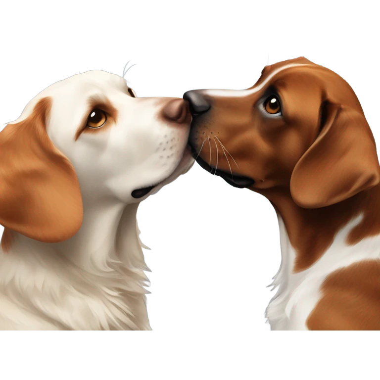 Black lab and Brittney spaniel kissing  emoji