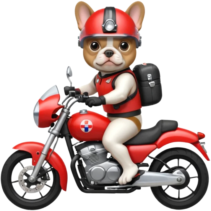 Make an emoji of a French bulldog driving a s1000 motorcycle  emoji
