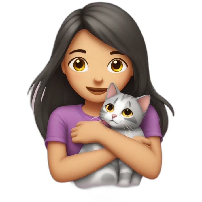 Girl hugging cat emoji
