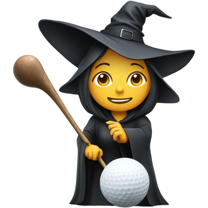 Witch putting a golf ball emoji