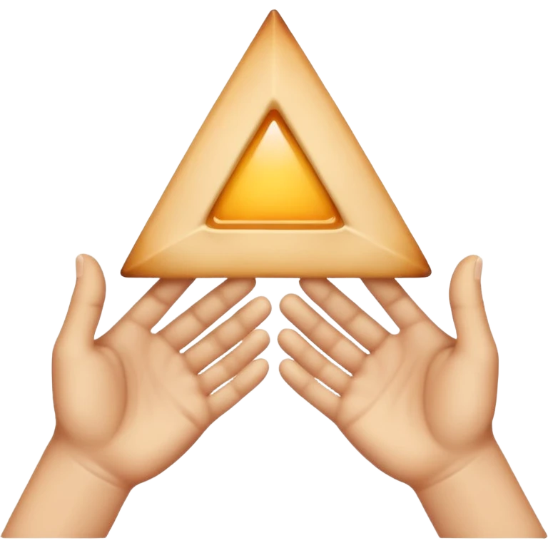 Should be like a simple hand emoji where the hands form an equilateral triangle with the two thumbs forming the top side and then the remaining four fingers on each hands meet at the middle going down. emoji
