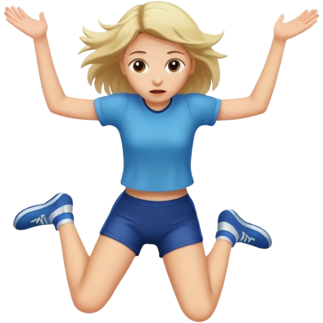 a girl jumping but she’s sad emoji