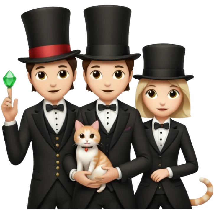 magician couple and their pet cat emoji