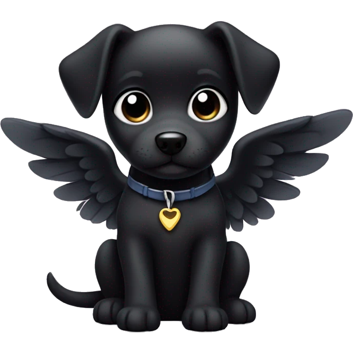 little black puppy with wings emoji
