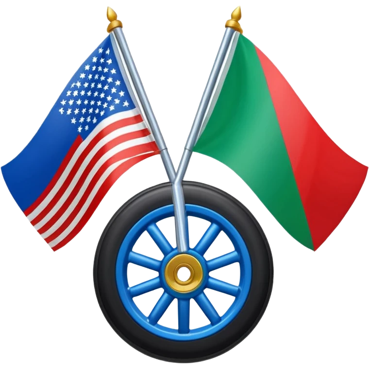 Emoji drapeau moitié à la verticale bleu en haut vert en bas avec une roue rouge au millieu  roue en plein millieu du drapeau bleu à la. Moitié de en heut et vert à la moitié de en bas emoji