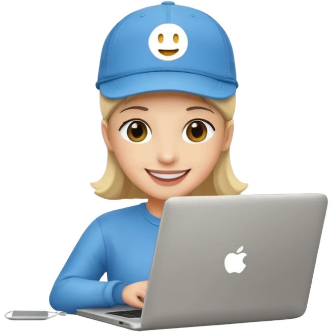 Crea una persona con una gorra y una lapto emoji