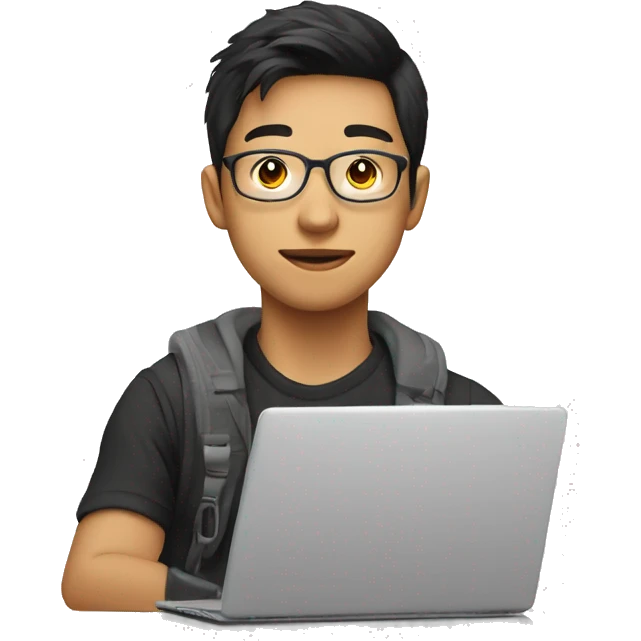 Graphic Designer asian teen with laptop emoji