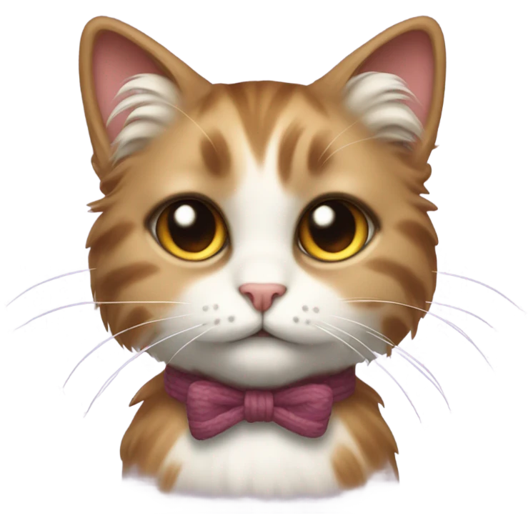 elegant fluffy cat with braids and tiny bow emoji