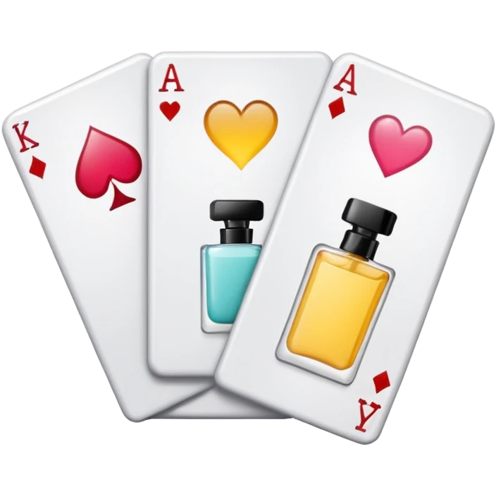 emoji of playing cards with illustrations of beauty products on them
 emoji