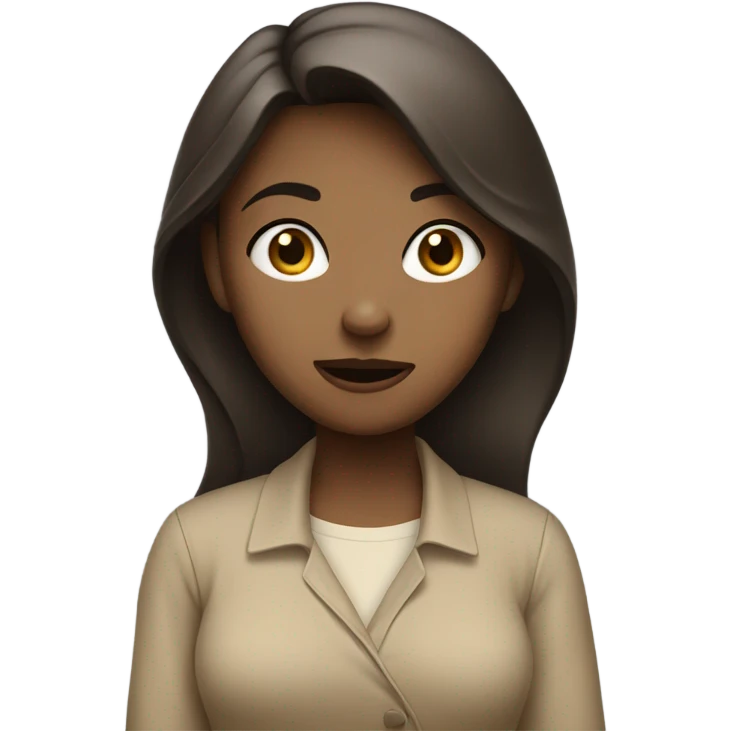 Girl shrugging expression wearing beige clothes emoji