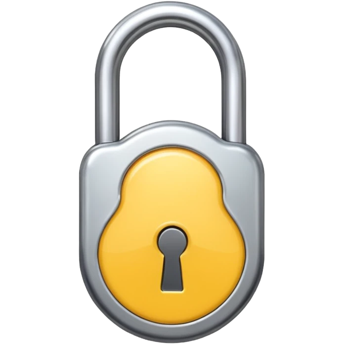 Chrome silver lock emoji, iOS emoji style, smooth metallic surface, rounded edges, reflective highlights, minimalistic emoji