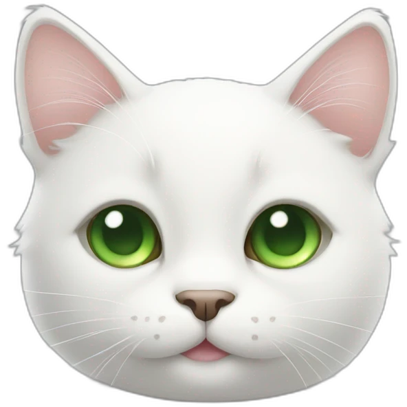 Cute smiling white cat green eyes emoji
