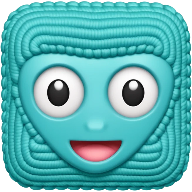 novelo de crochê na cor ciano sem rosto emoji