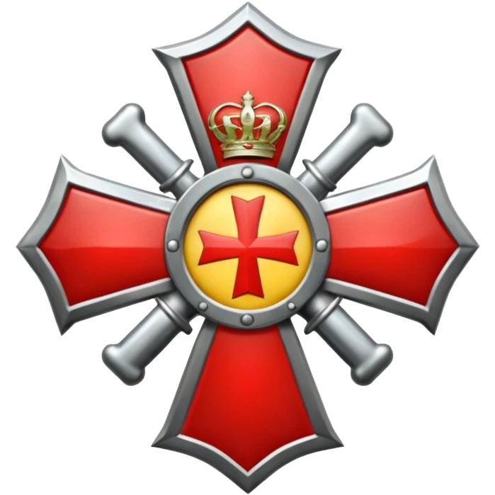 Insignia militar realista para videojuegos de guerra (estilo Battlefield), forma de escudo metálico con bordes desgastados. Incluye:

Símbolo: [fusiles cruzados / águila / estrellas / espada] emoji
