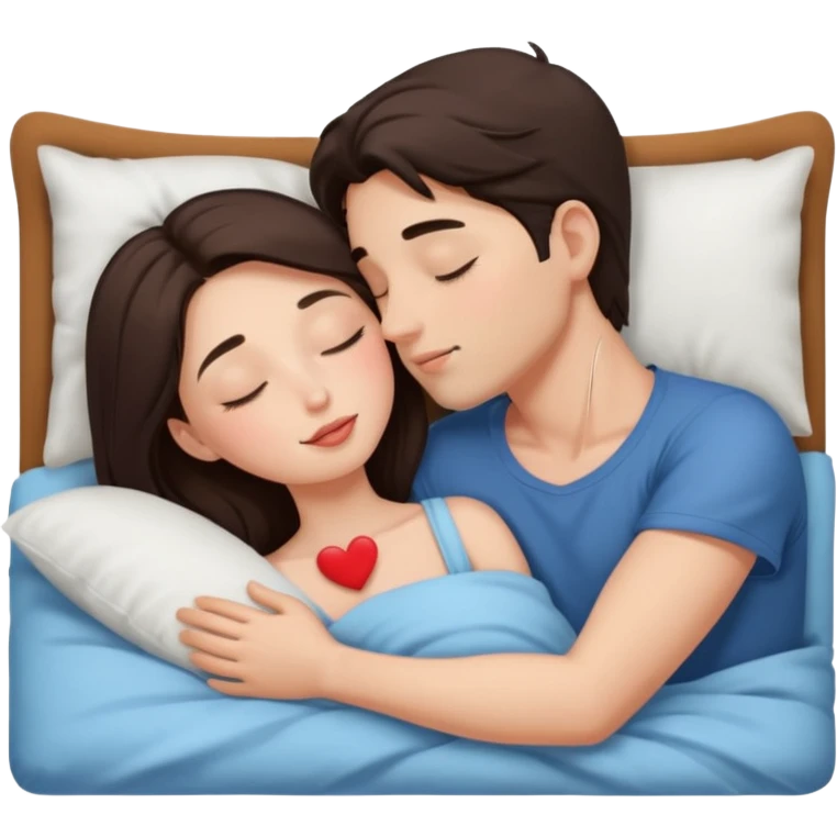 A guy and a girl kissing in bed emoji